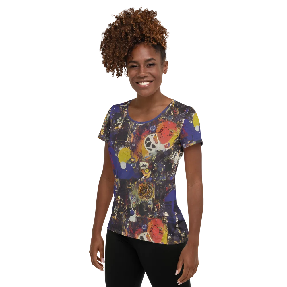 Abstract Galaxy on Women's Athletic T-Shirt — Left