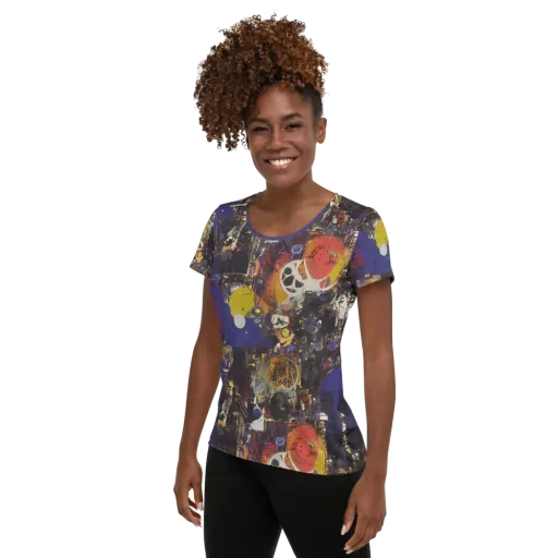 Abstract Galaxy on a Women's Athletic T-Shirt