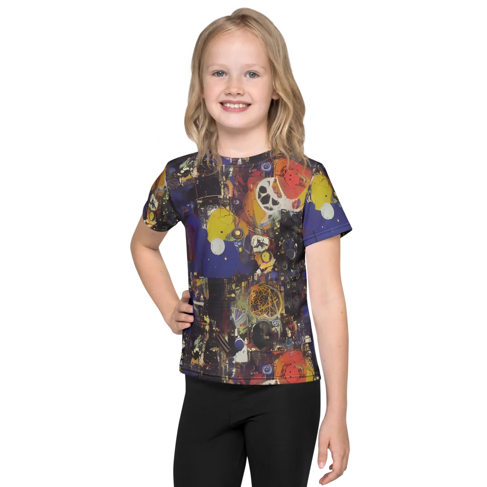 Abstract Galaxy on Kids Crew Neck T-Shirt — Front