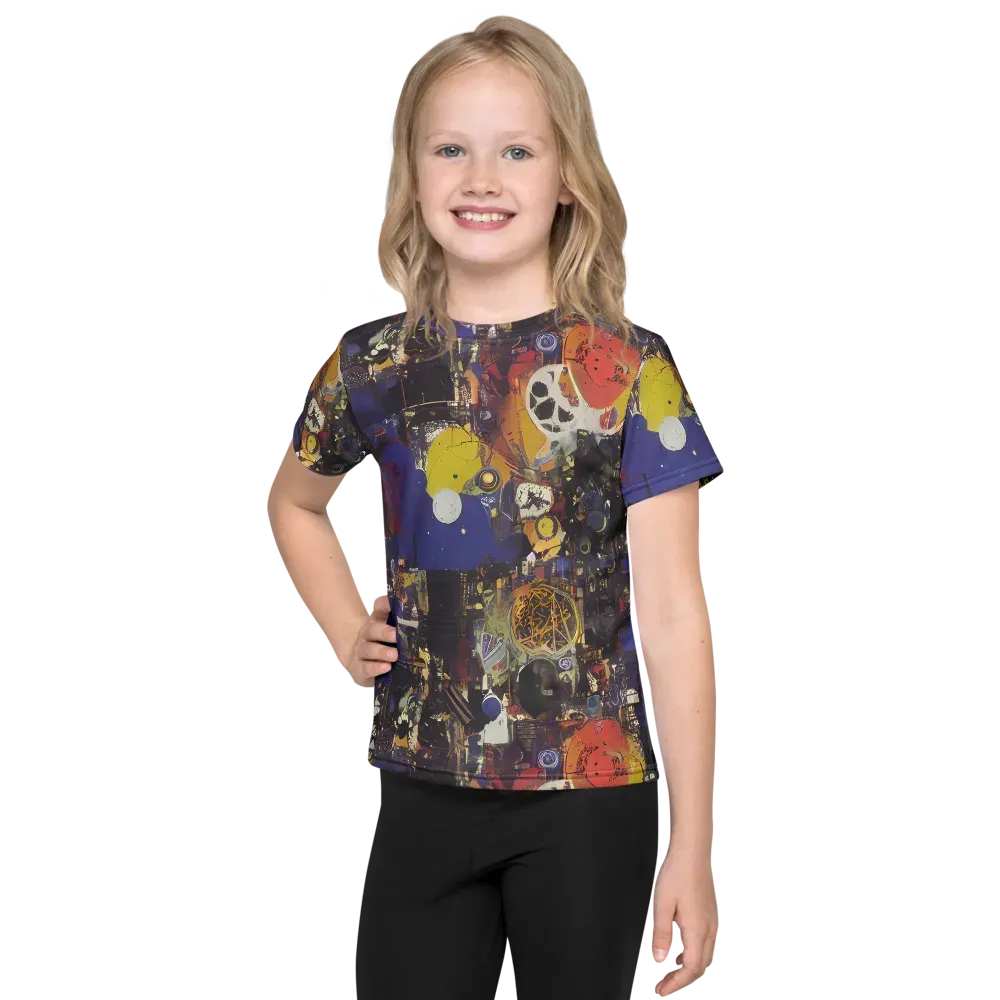 Abstract Galaxy on Kids Crew Neck T-Shirt — Front