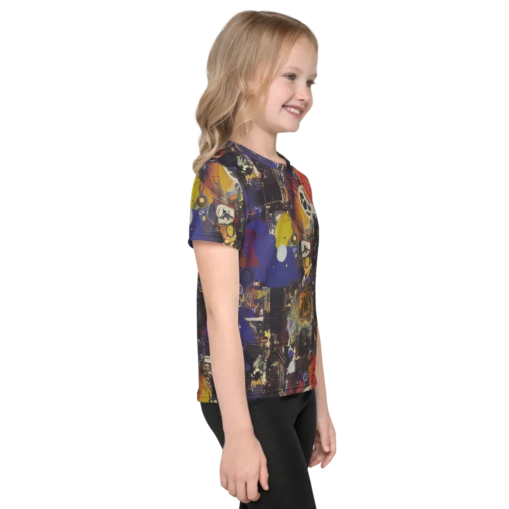 Abstract Galaxy on Kids Crew Neck T-Shirt — Right