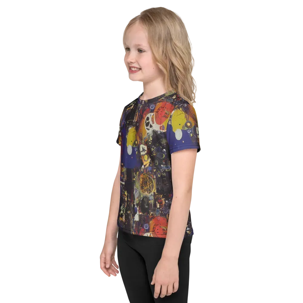 Abstract Galaxy on Kids Crew Neck T-Shirt — Left