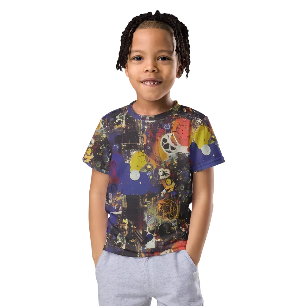 Abstract Galaxy on Kids Crew Neck T-Shirt — Front