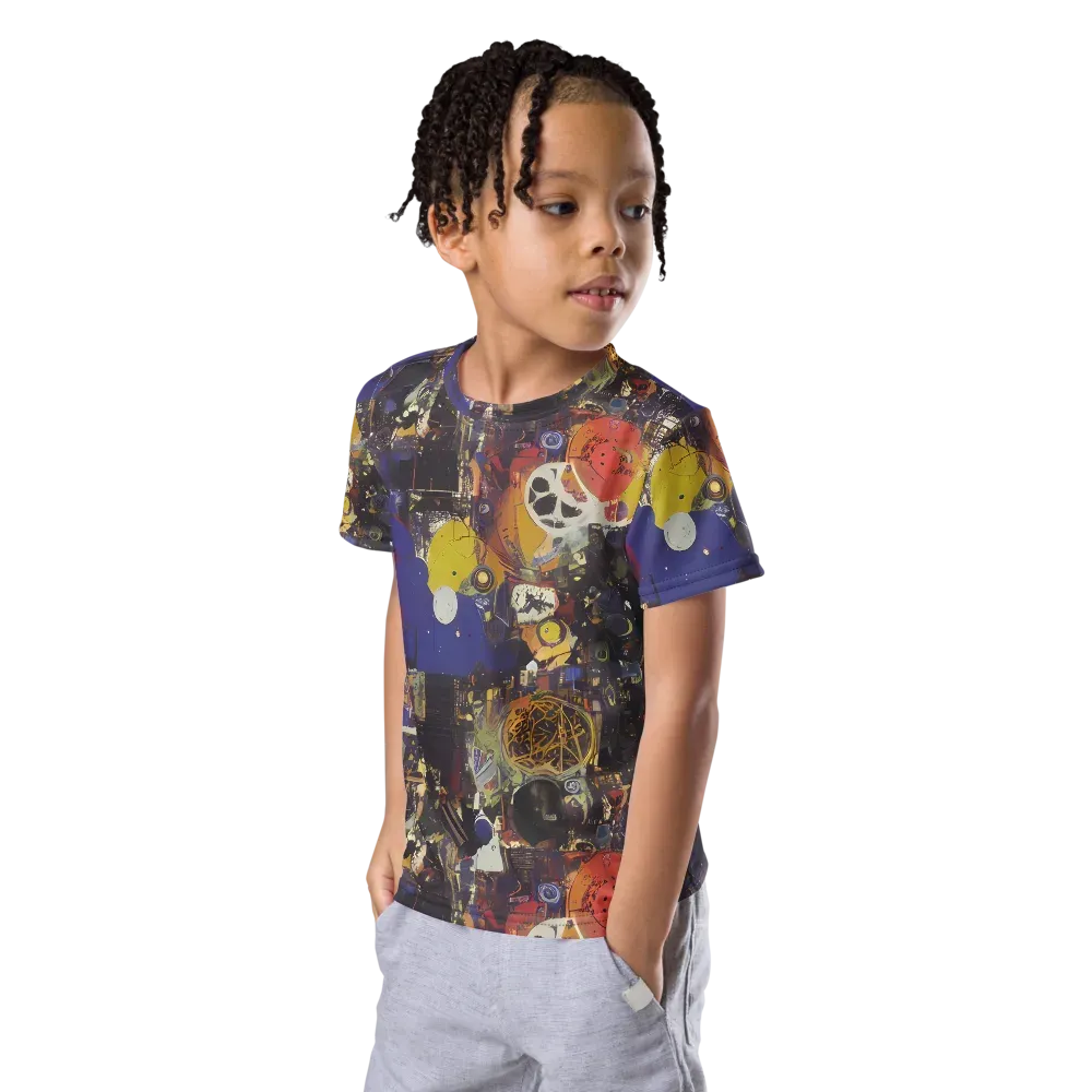 Abstract Galaxy on Kids Crew Neck T-Shirt — Left Front