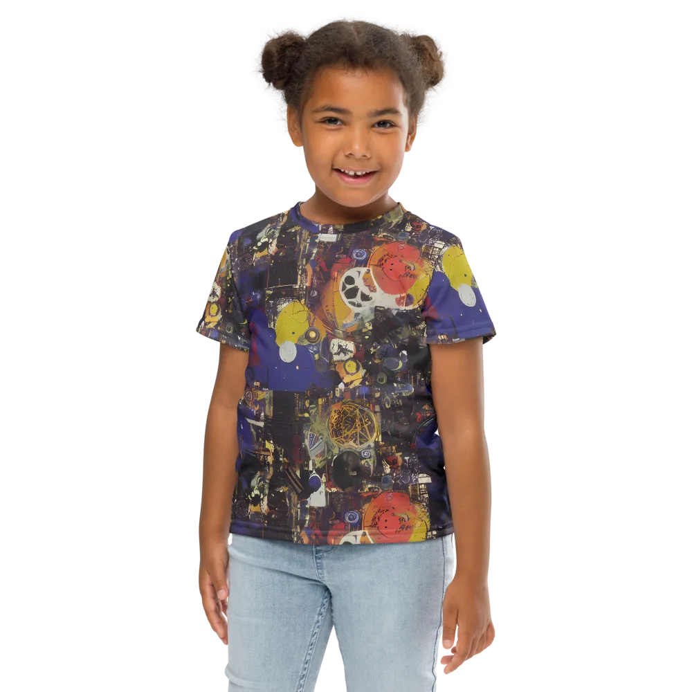Abstract Galaxy on Kids Crew Neck T-Shirt — Front