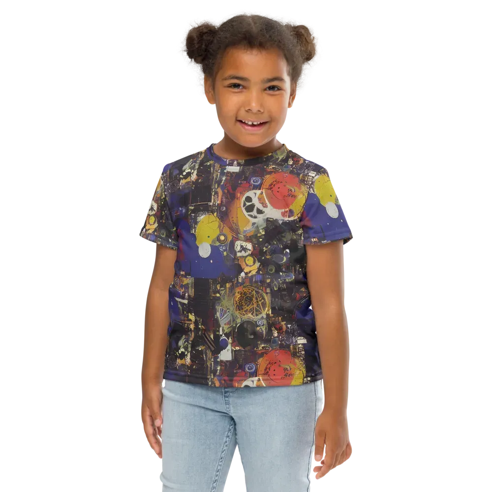 Abstract Galaxy on Kids Crew Neck T-Shirt — Front