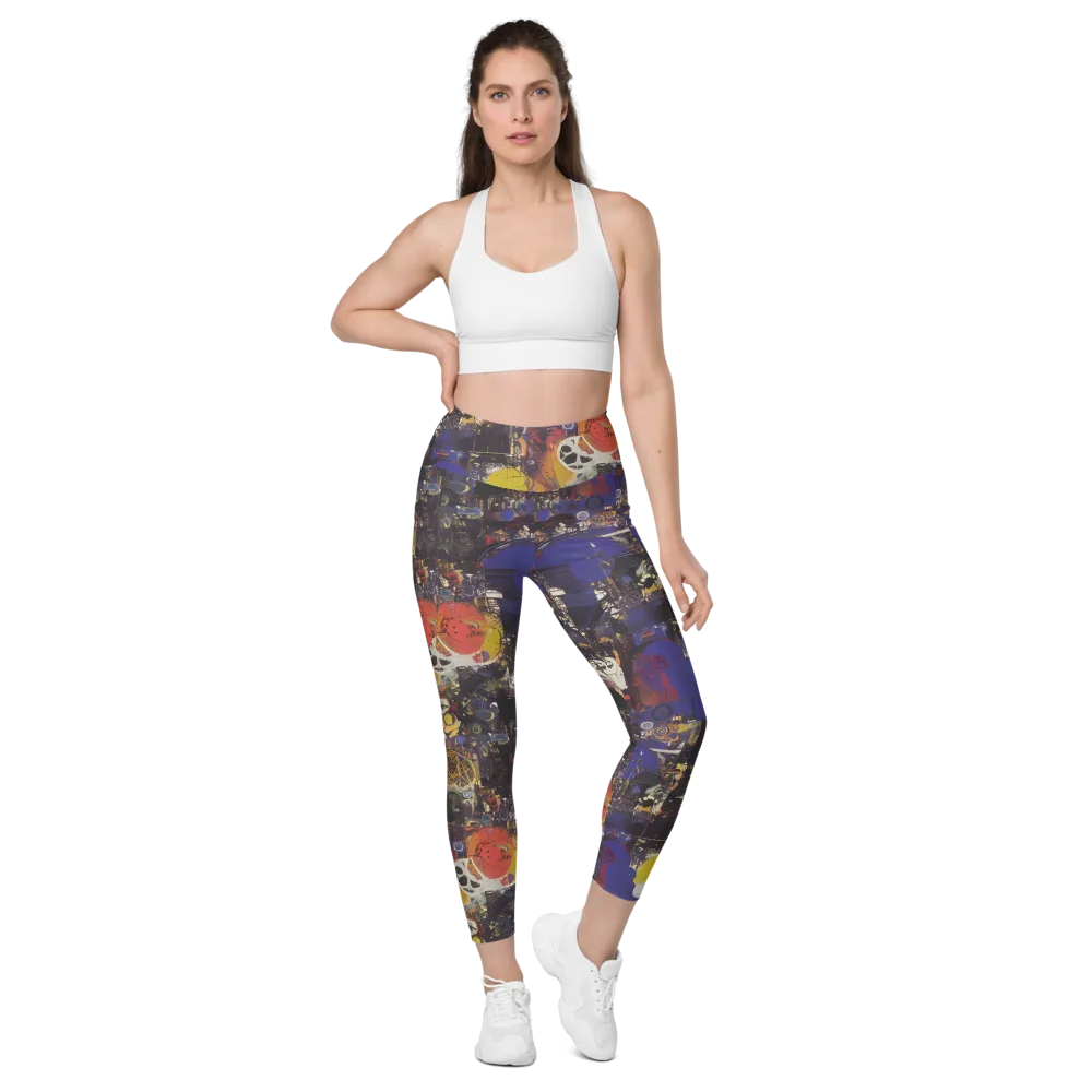 Abstract Galaxy on Leggings with Pockets — Front