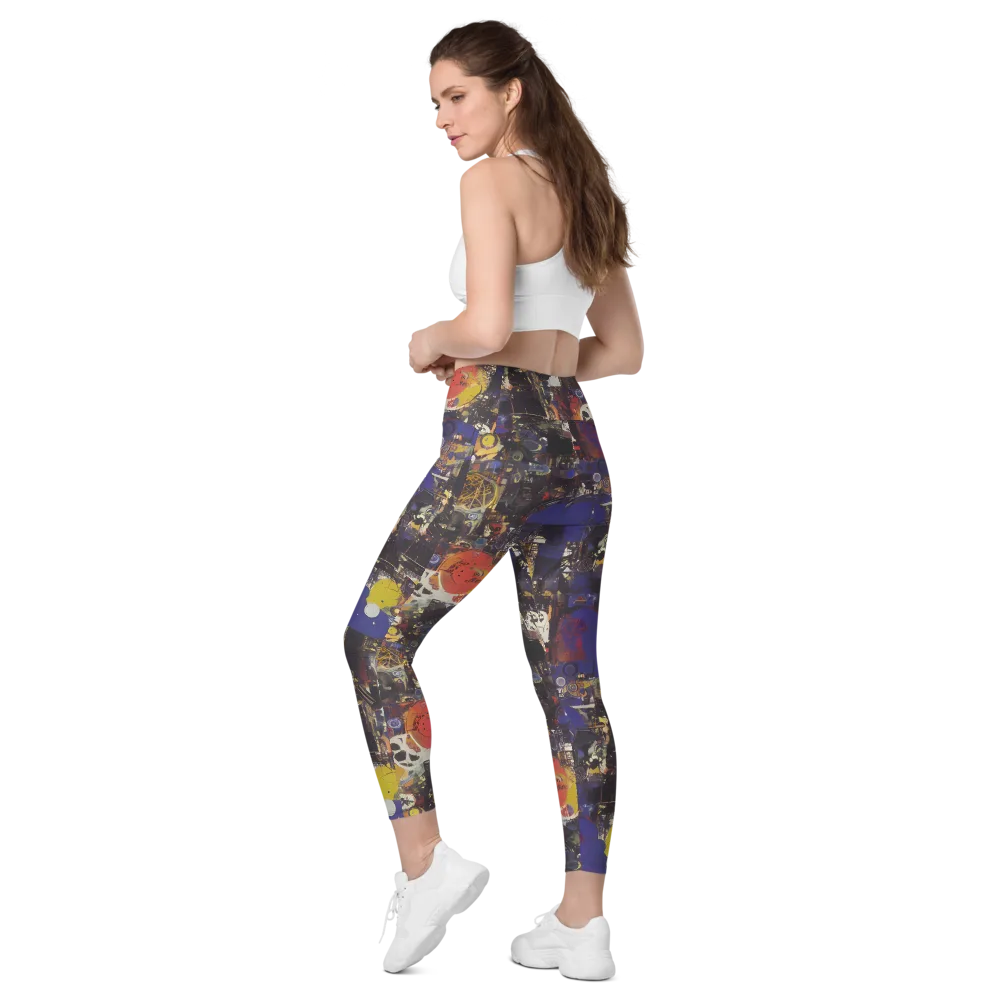 Abstract Galaxy on Leggings with Pockets — Left Back