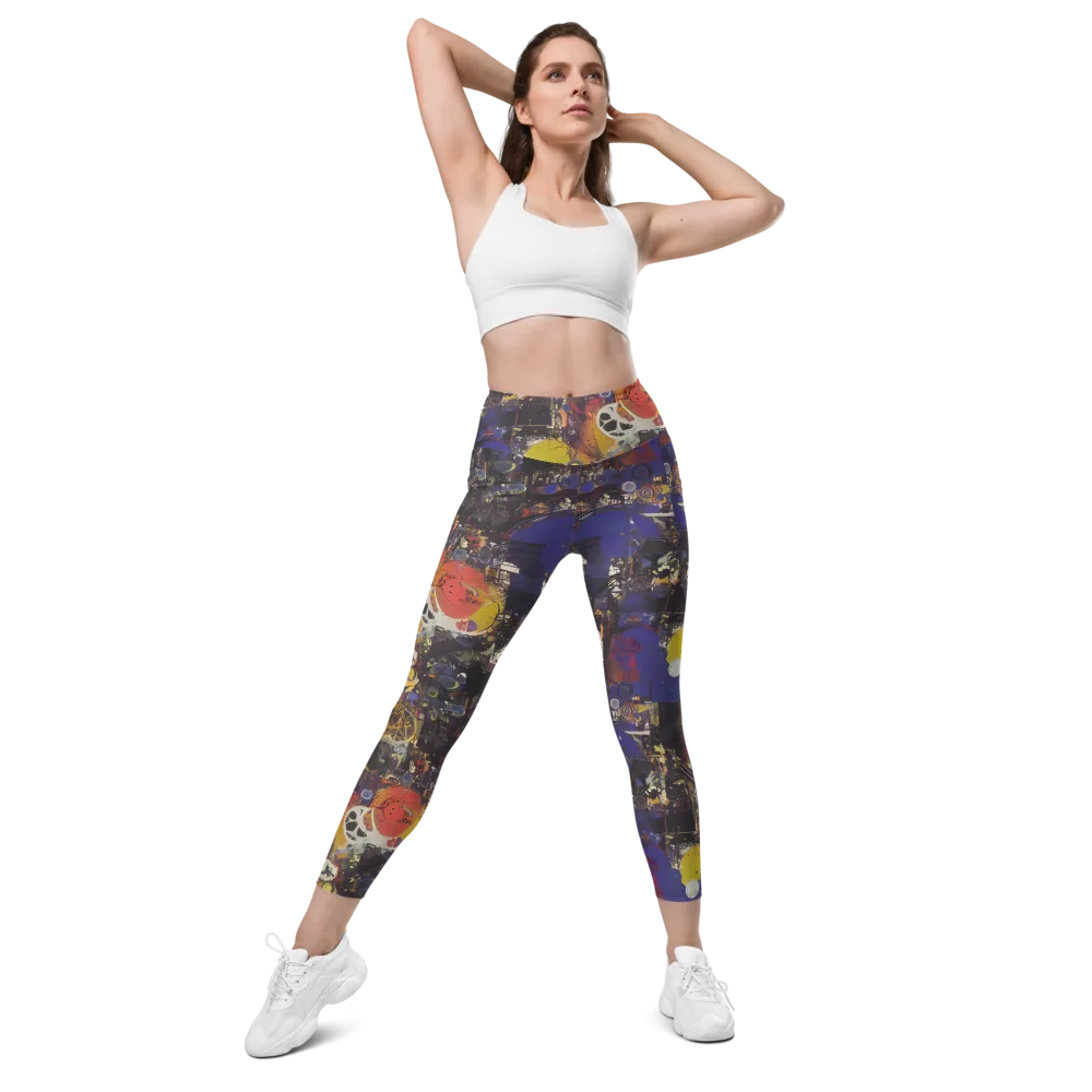 Abstract Galaxy on Leggings with Pockets — Front