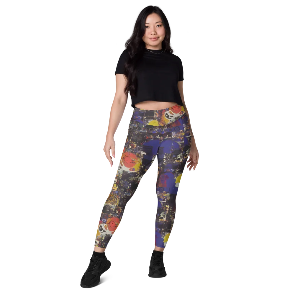 Abstract Galaxy on Leggings with Pockets — Front