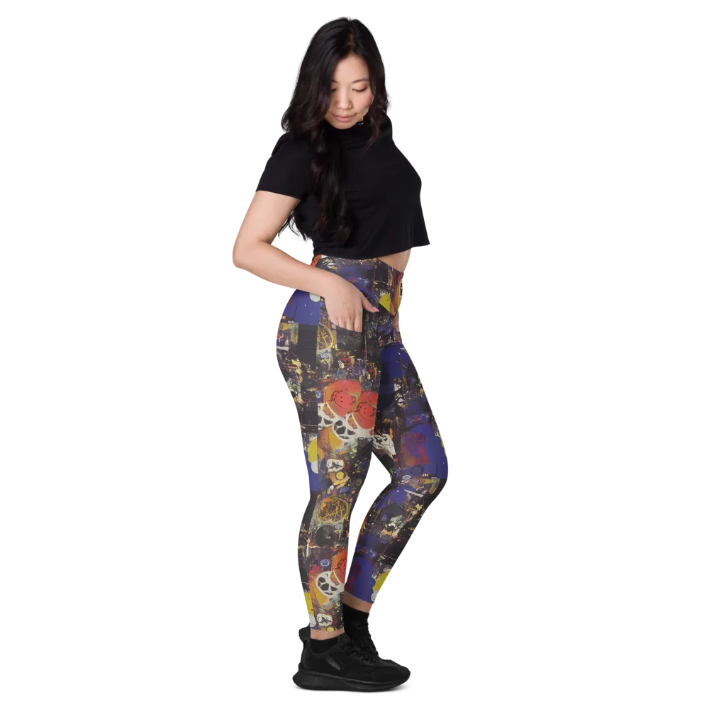 Abstract Galaxy on Leggings with Pockets — Right