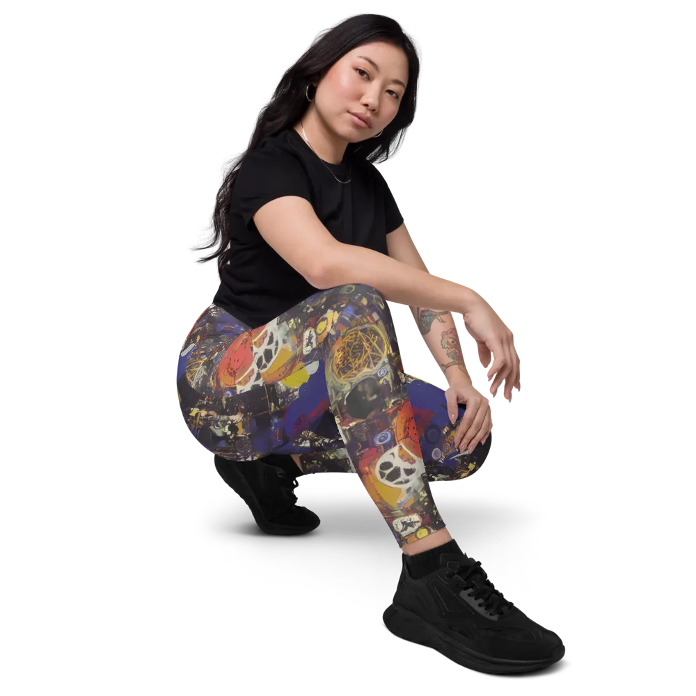 Abstract Galaxy on Leggings with Pockets — Right Front