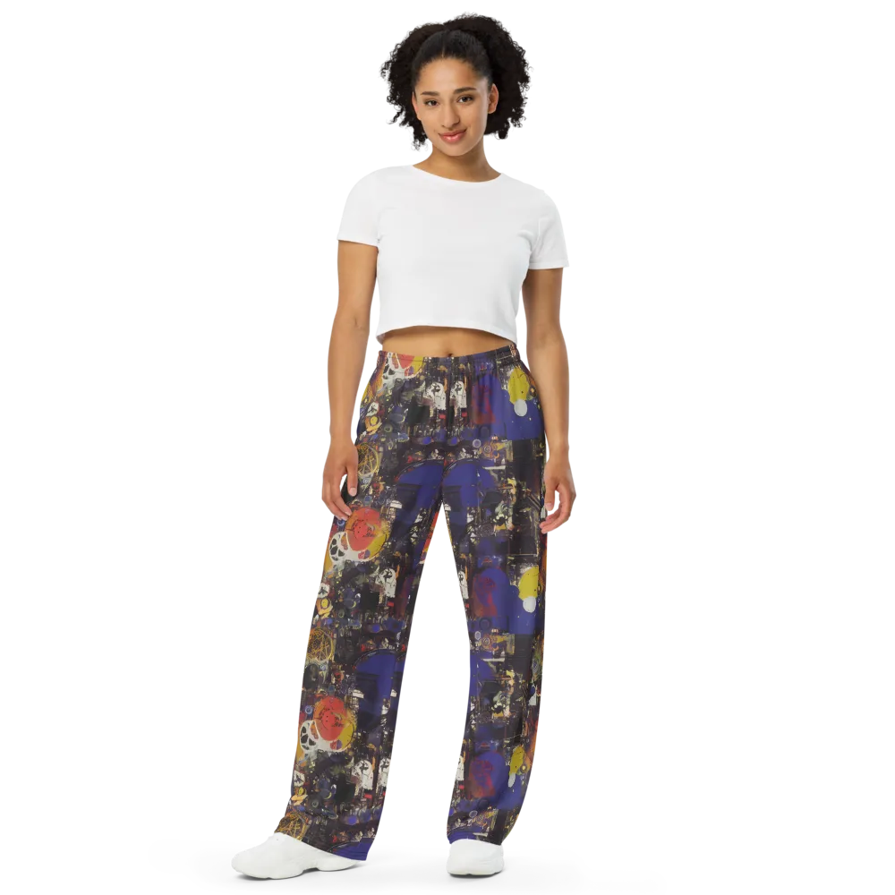 Abstract Galaxy on Wide-Leg Pants — Front