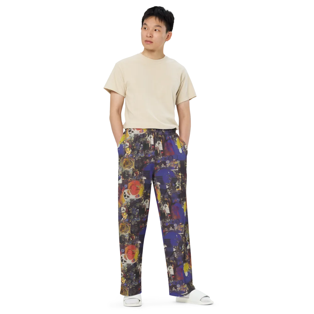 Abstract Galaxy on Wide-Leg Pants — Front