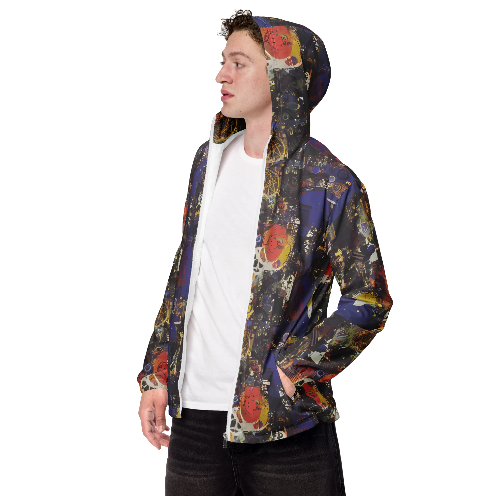 Abstract Galaxy on Men's Windbreaker — Left Front