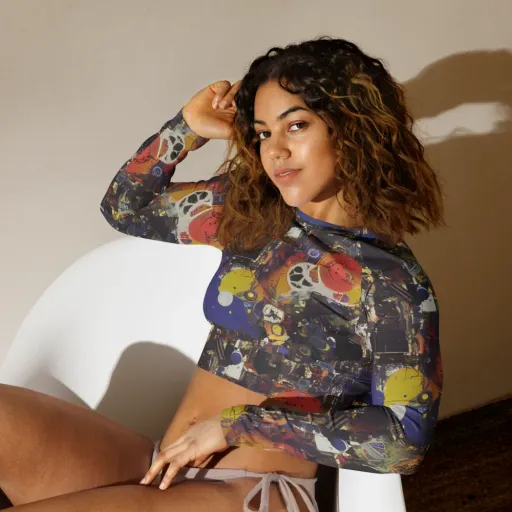 Abstract Galaxy on a Long Sleeve Crop Top