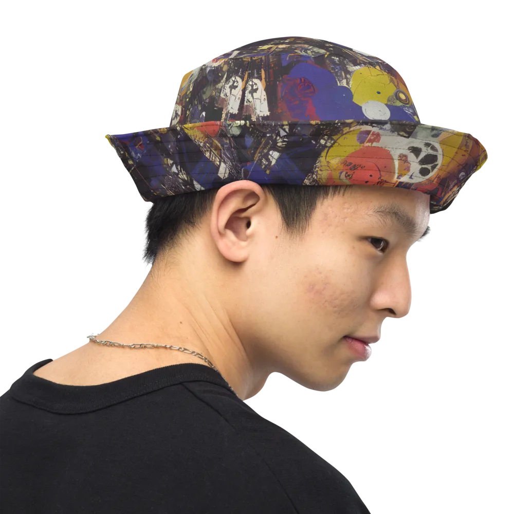 Abstract Galaxy on Reversible Bucket Hat — Right Outside