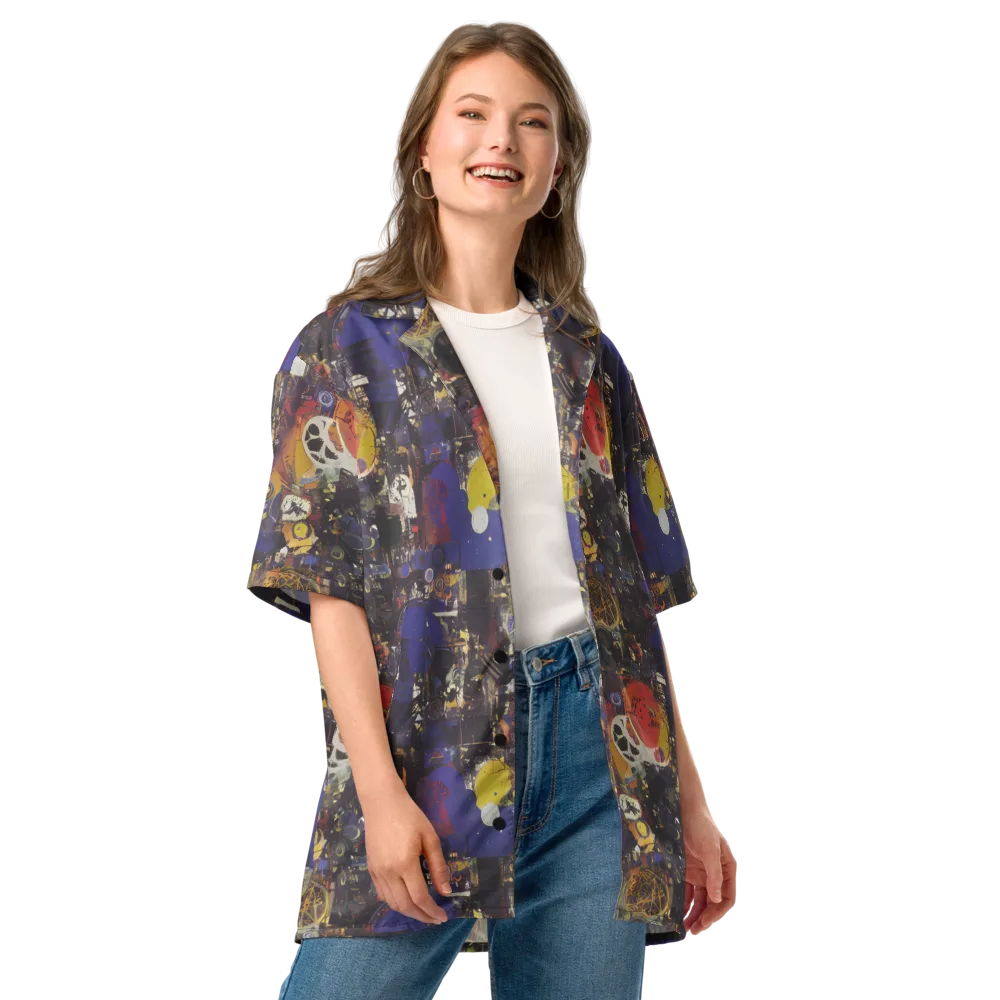 Abstract Galaxy on Button Shirt — Front