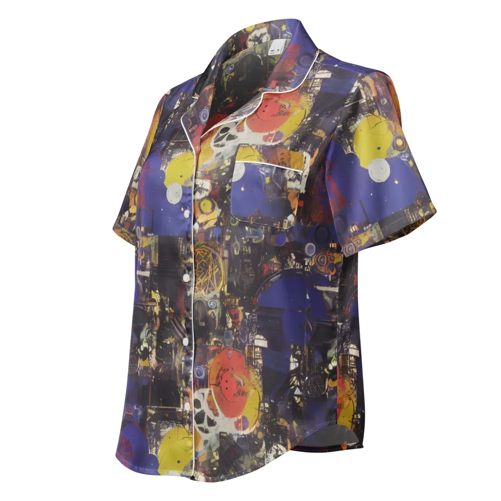 Abstract Galaxy on Women's Short Sleeve Pajama Top — Left Front