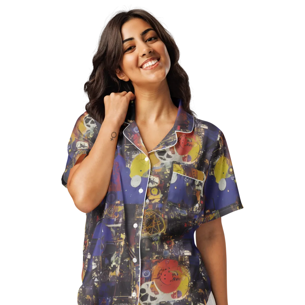 Abstract Galaxy on Women's Short Sleeve Pajama Top — Front