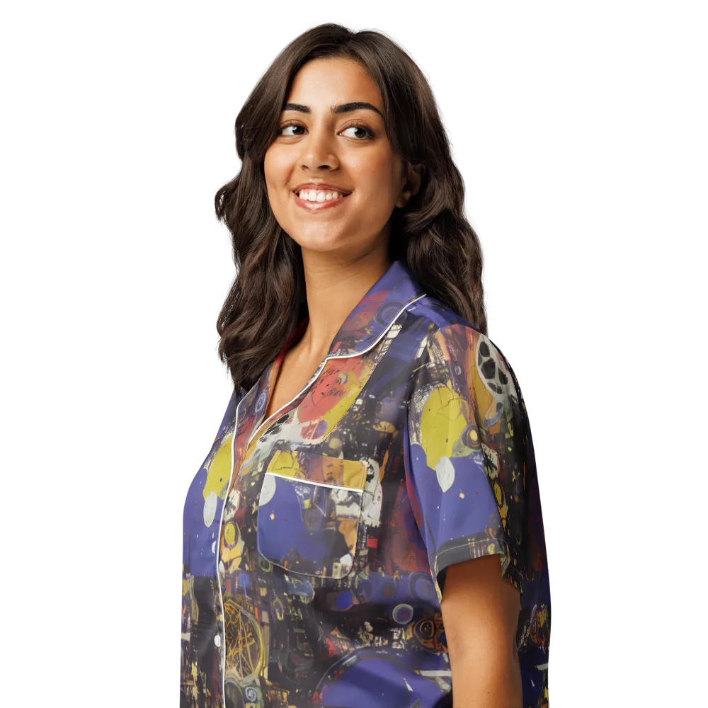 Abstract Galaxy on Women's Short Sleeve Pajama Top — Left Front