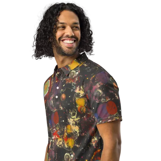 Lunar Funk on a Men's Slim Fit Polo Shirt