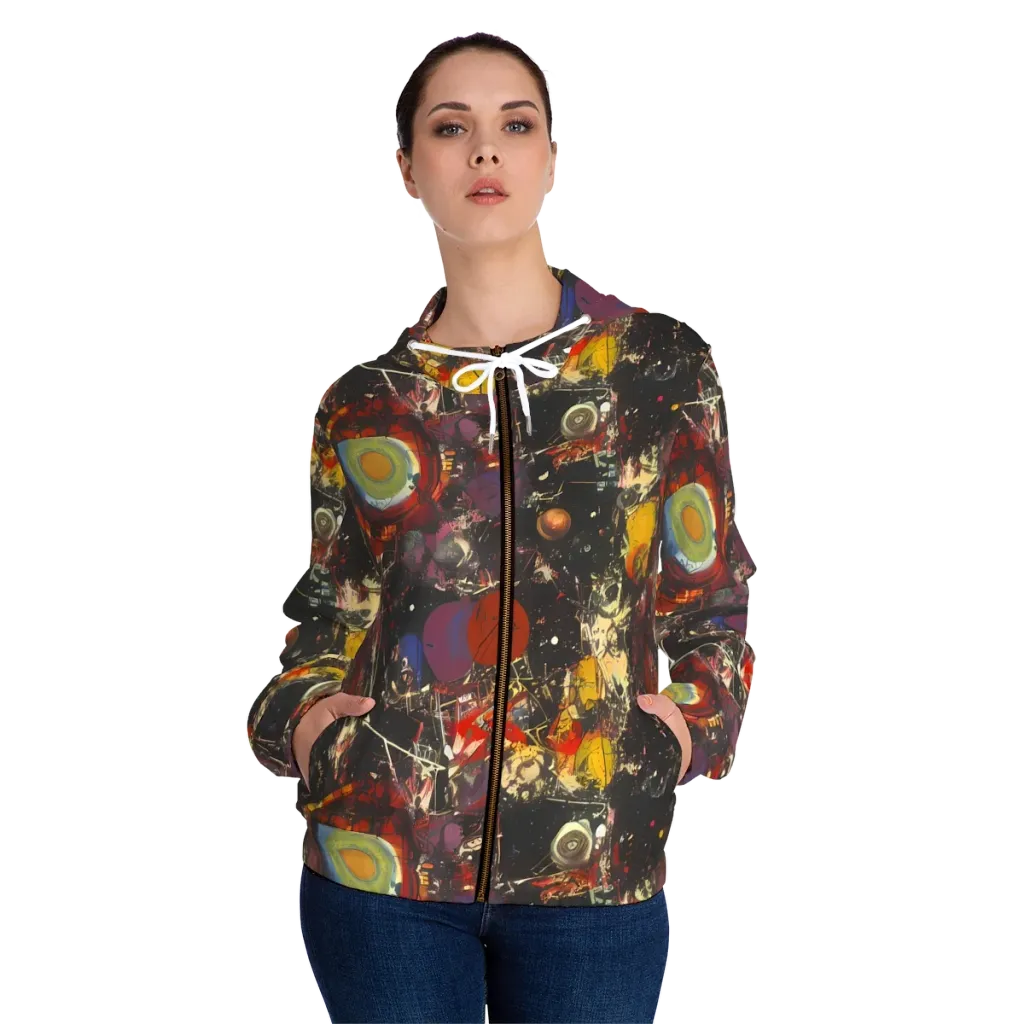 Lunar Funk on Women's Full-Zip Hoodie — Front On Person