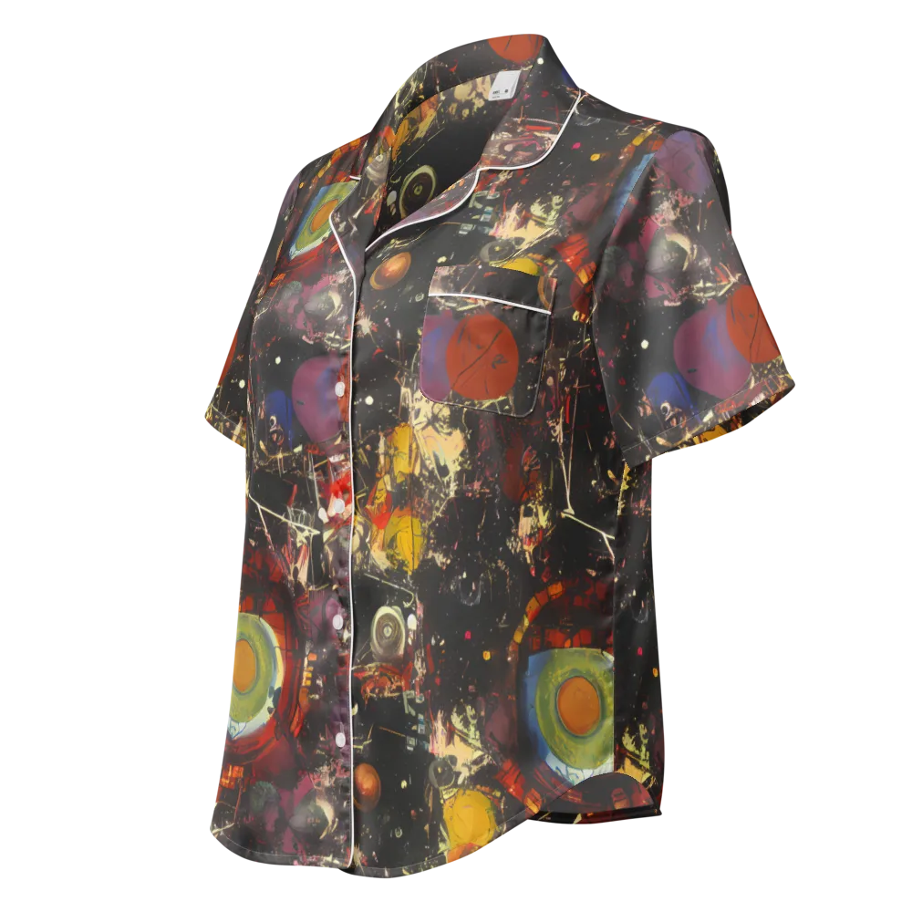 Lunar Funk on Women's Short Sleeve Pajama Top — Left Front