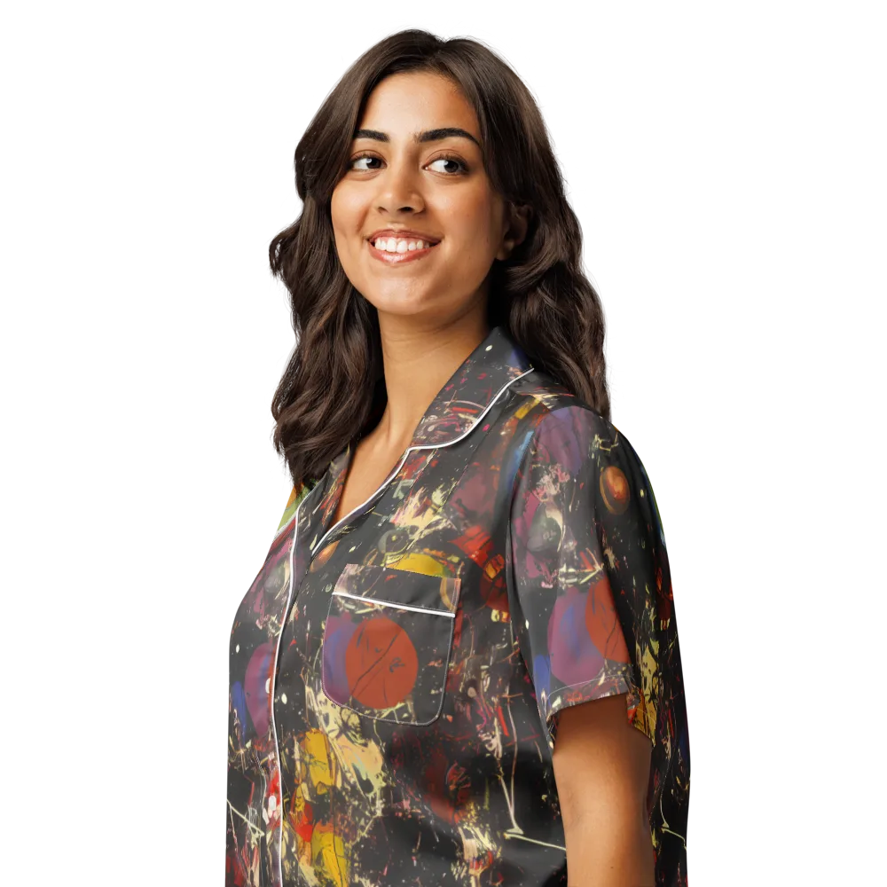 Lunar Funk on Women's Short Sleeve Pajama Top — Left Front