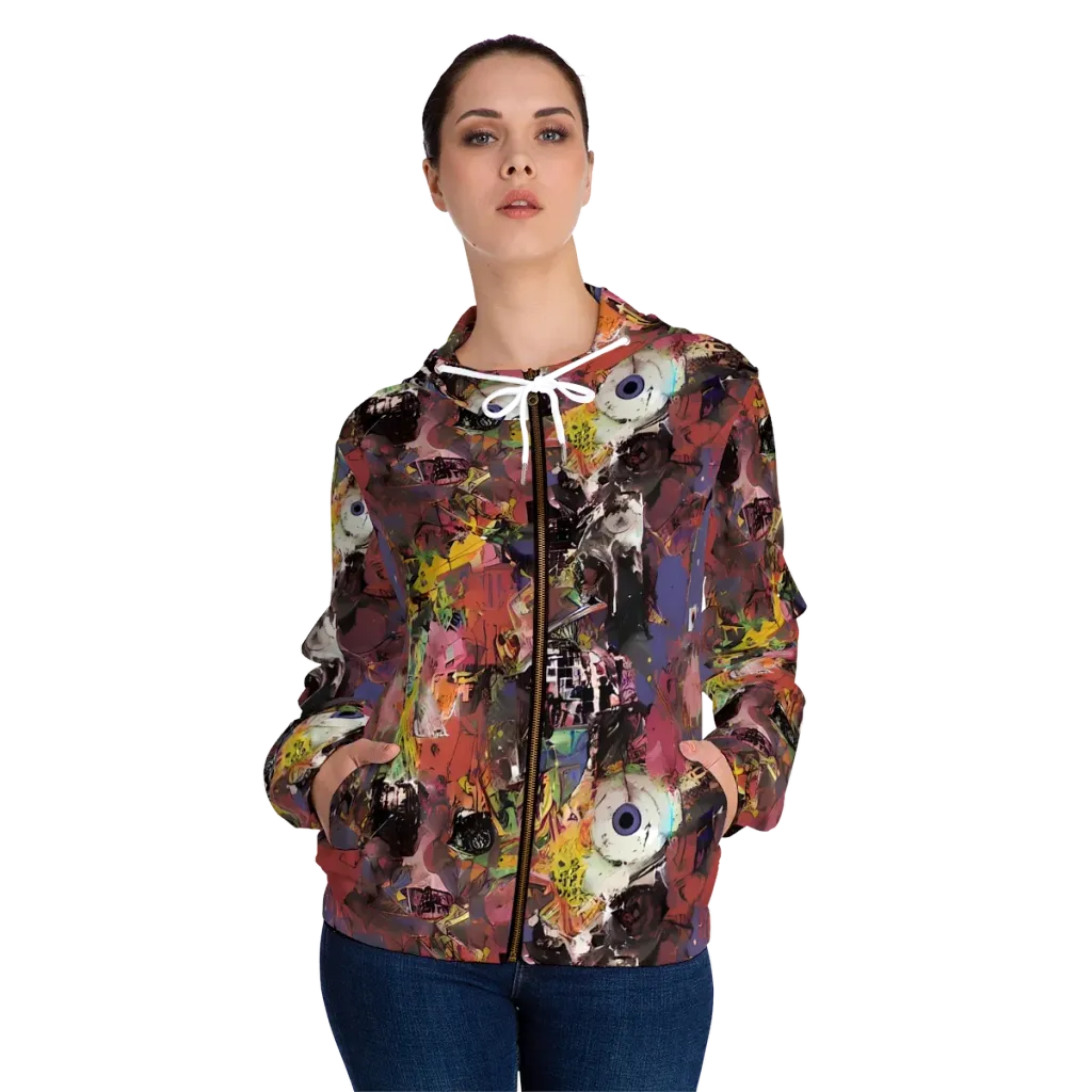 Riot of Rhythm on Women's Full-Zip Hoodie — Front On Person