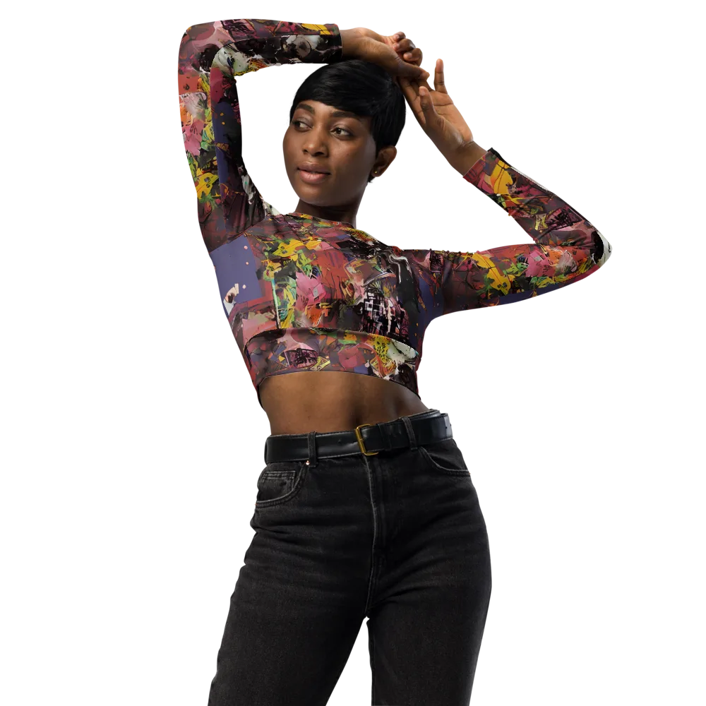 Riot of Rhythm on Long Sleeve Crop Top — Front
