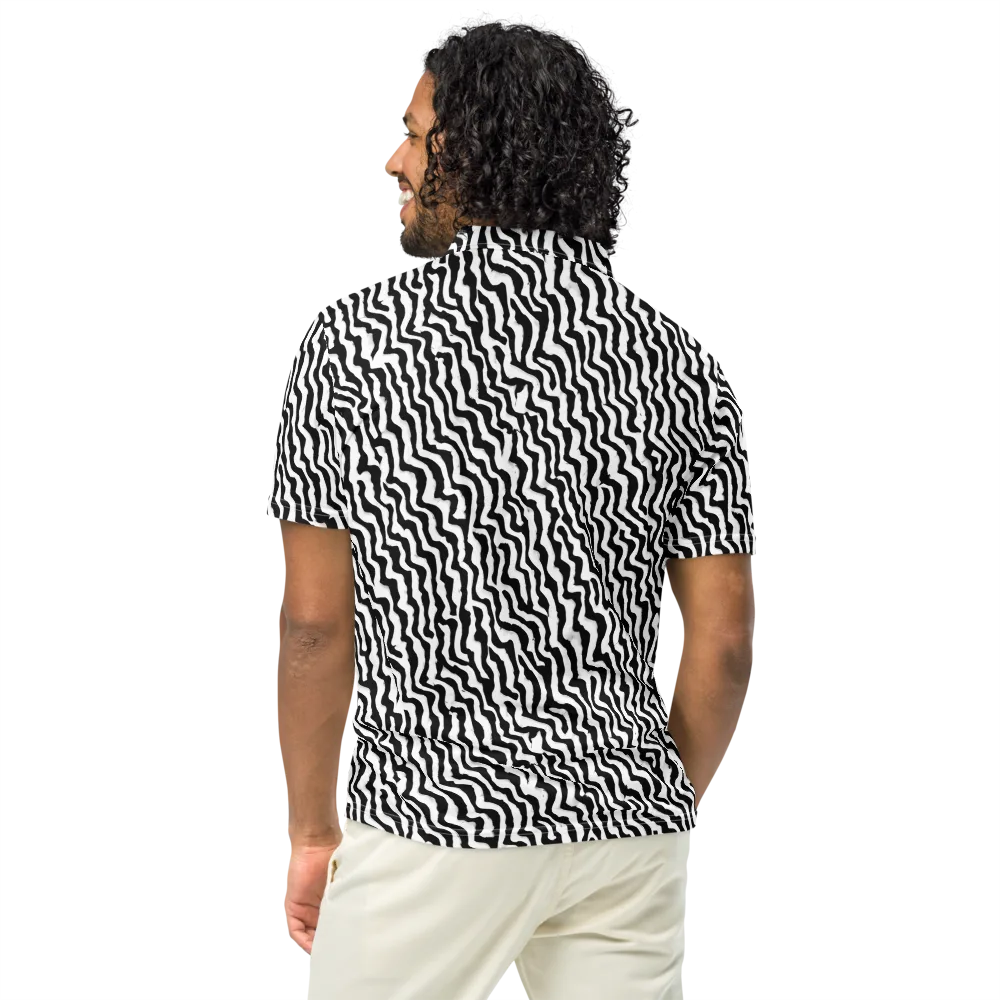 Wave Dance on Men's Slim Fit Polo Shirt — Back