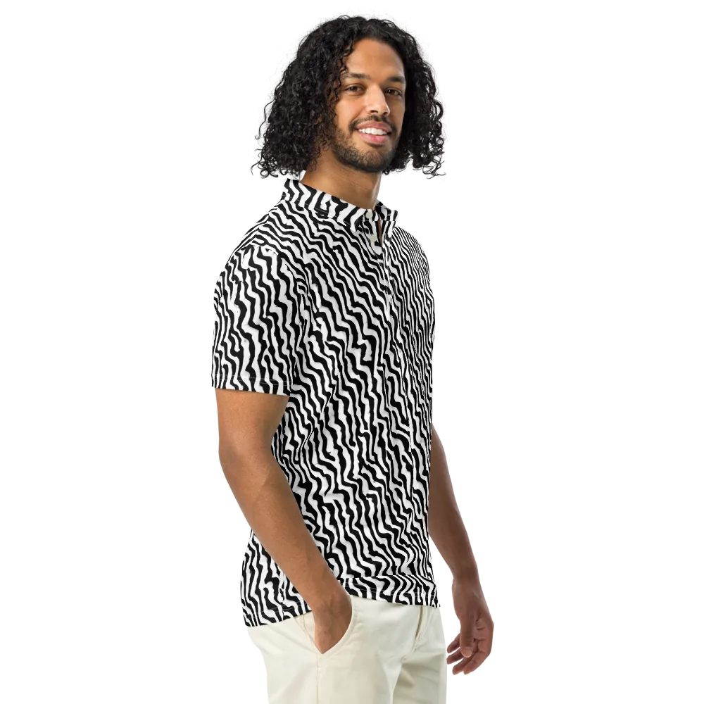 Wave Dance on Men's Slim Fit Polo Shirt — Right Front