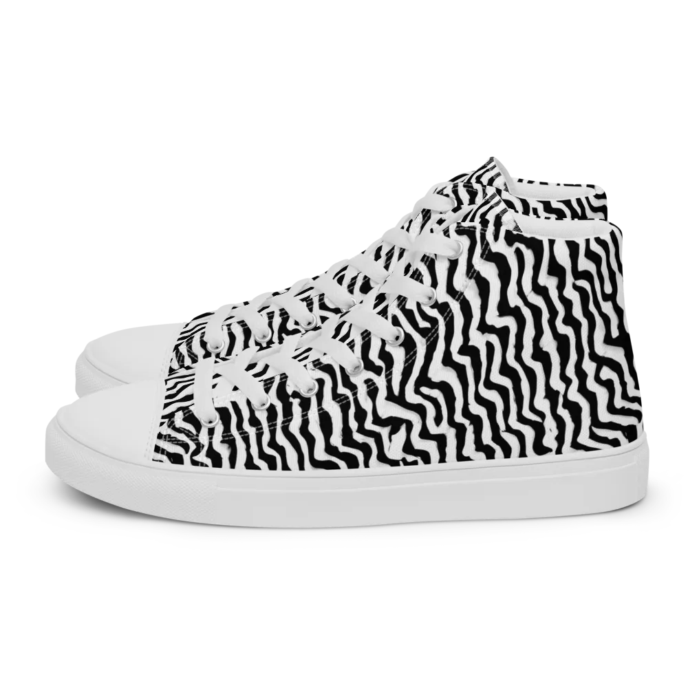 Wave Dance on Men's High Top Canvas Shoes — Left