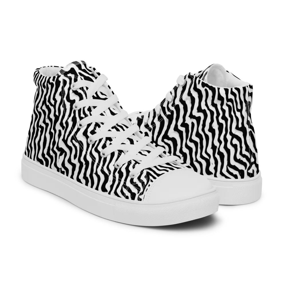 Wave Dance on Men's High Top Canvas Shoes — Right