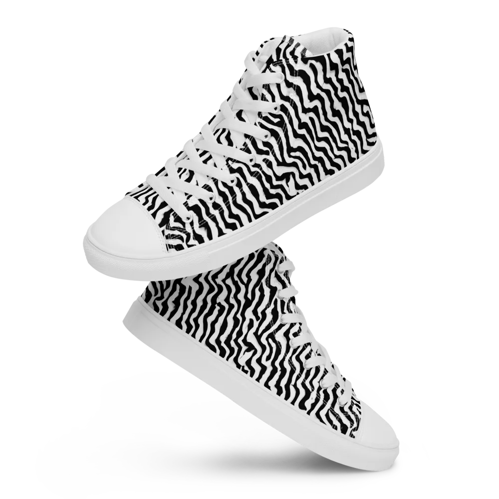 Wave Dance on Men's High Top Canvas Shoes — Front