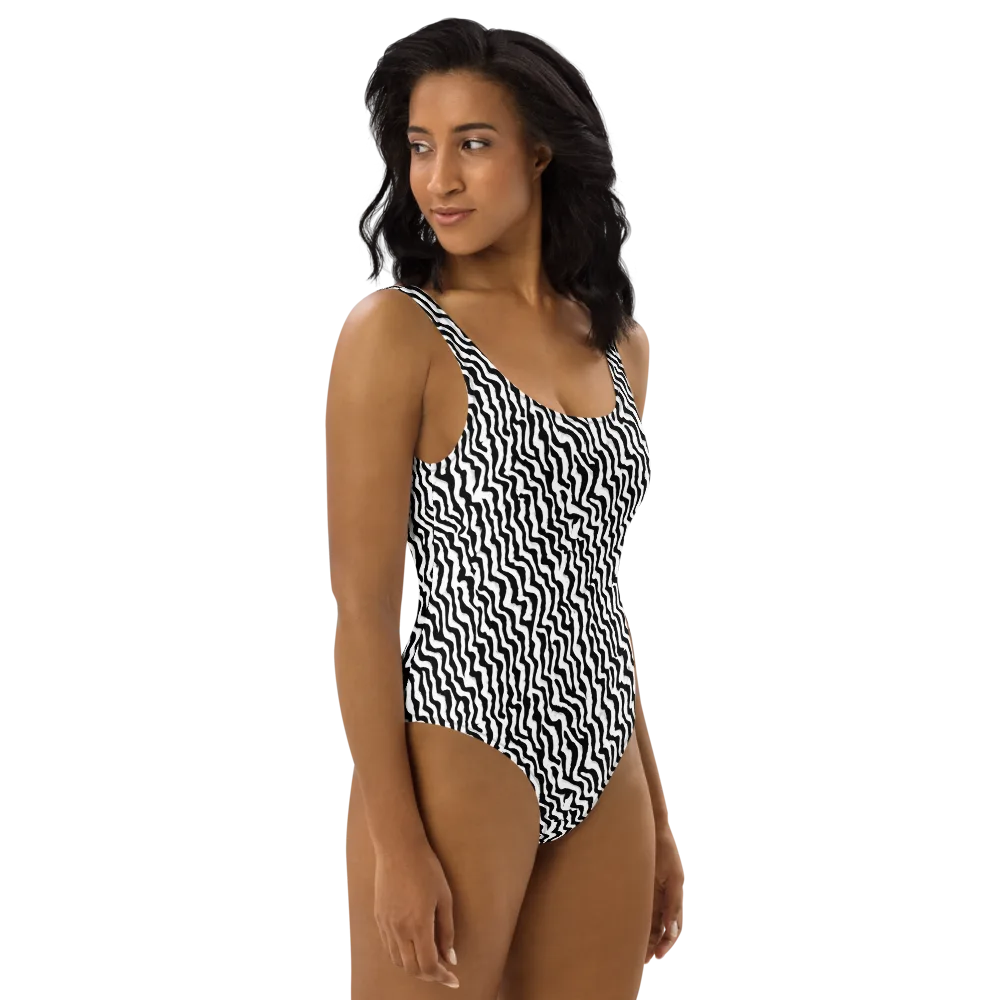 Wave Dance on One-Piece Swimsuit — Right