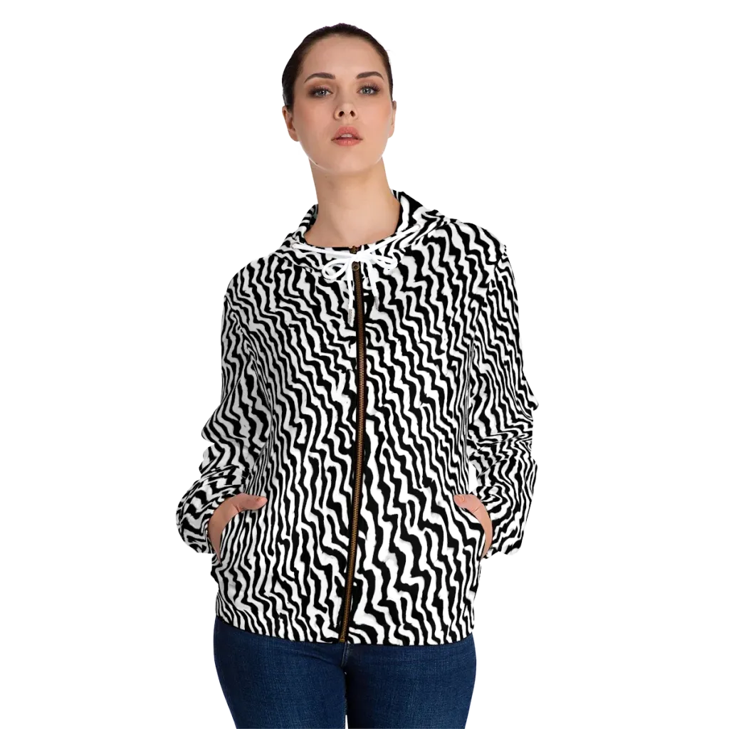 Wave Dance on Women's Full-Zip Hoodie — Front On Person