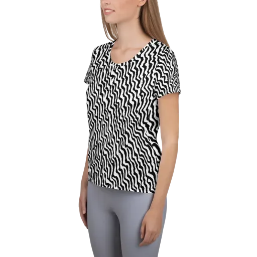 Wave Dance on a Women's Athletic T-Shirt