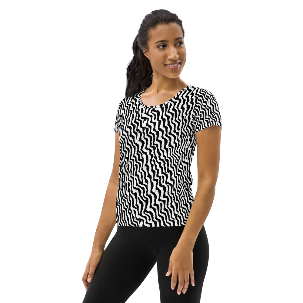 Wave Dance on Women's Athletic T-Shirt — Left