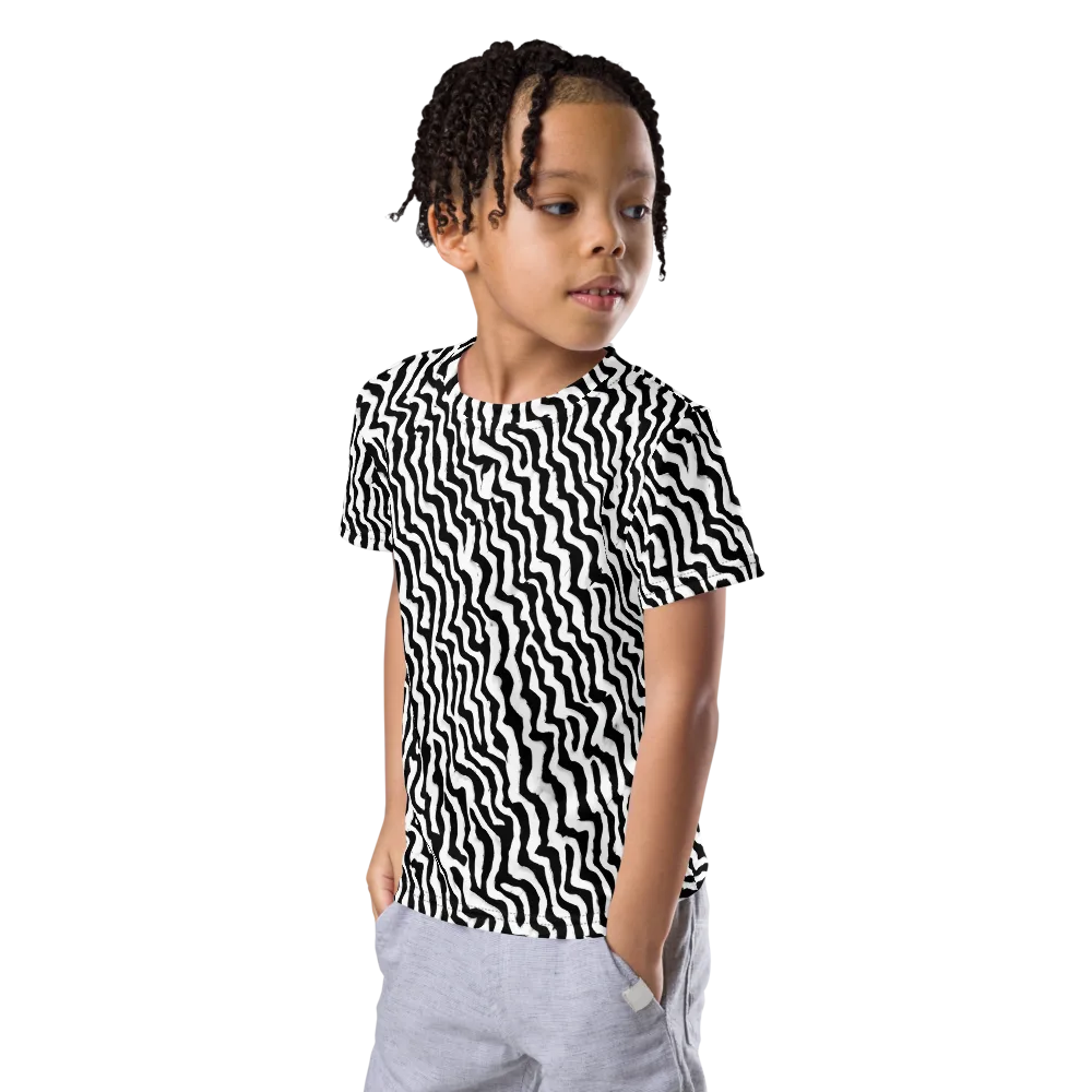 Wave Dance on Kids Crew Neck T-Shirt — Left Front