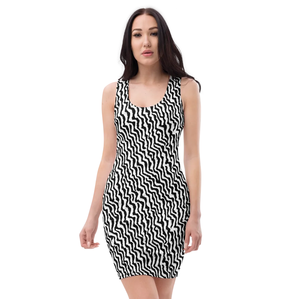 Wave Dance on Bodycon Dress — Front