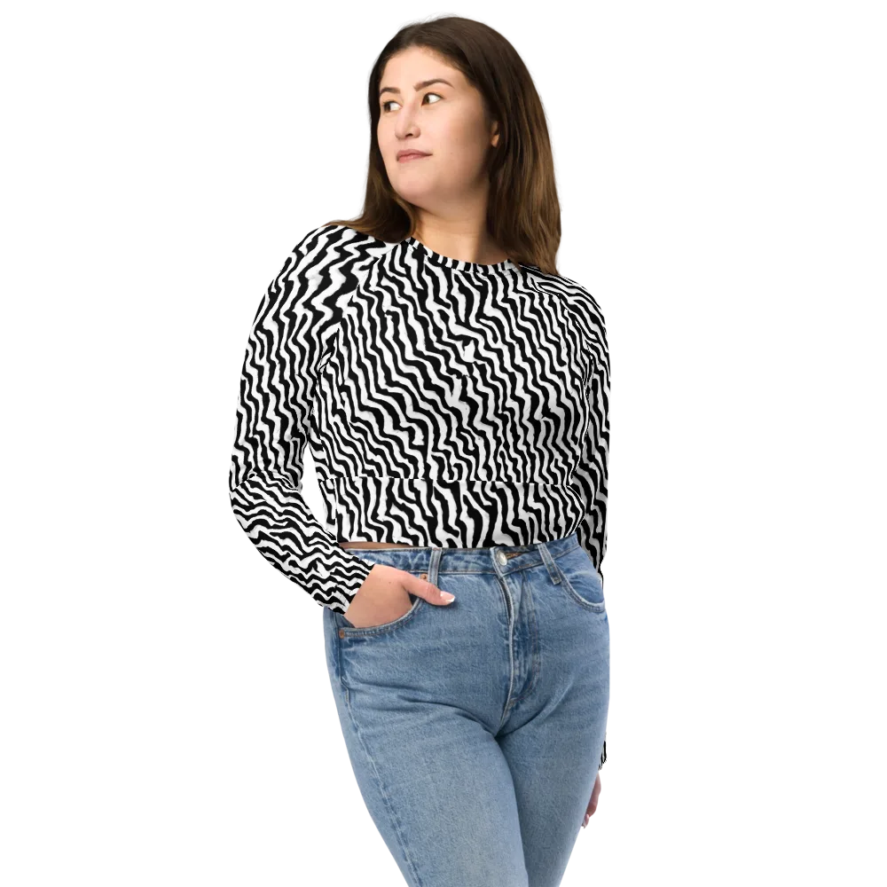 Wave Dance on Long Sleeve Crop Top — Front