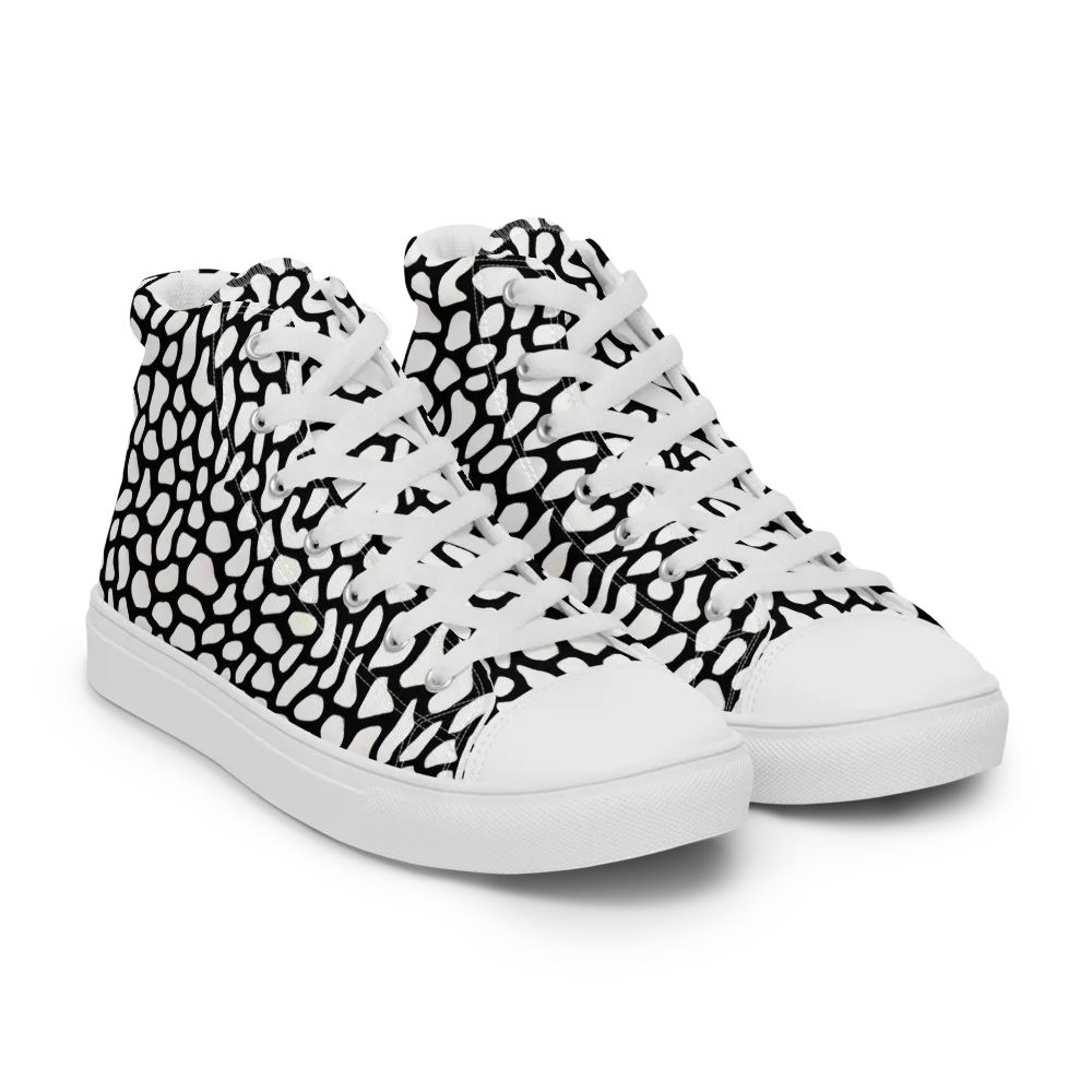 Inkblot Harmony on Men's High Top Canvas Shoes — Right Front