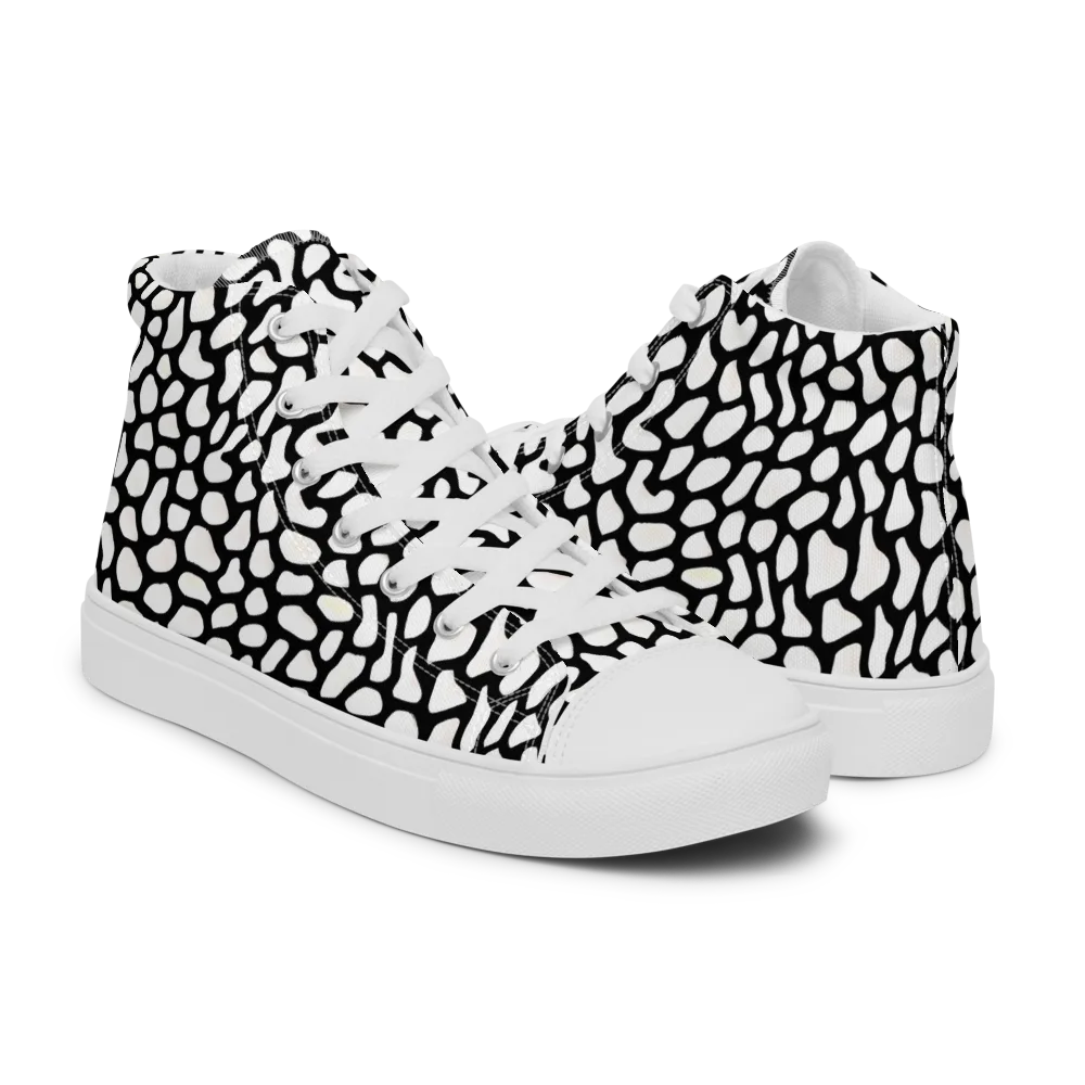 Inkblot Harmony on Men's High Top Canvas Shoes — Right