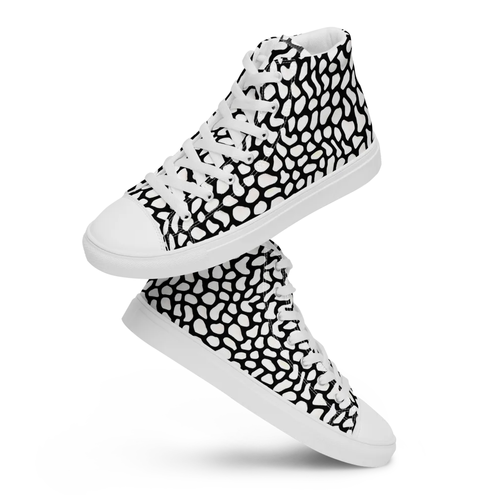 Inkblot Harmony on Men's High Top Canvas Shoes — Front