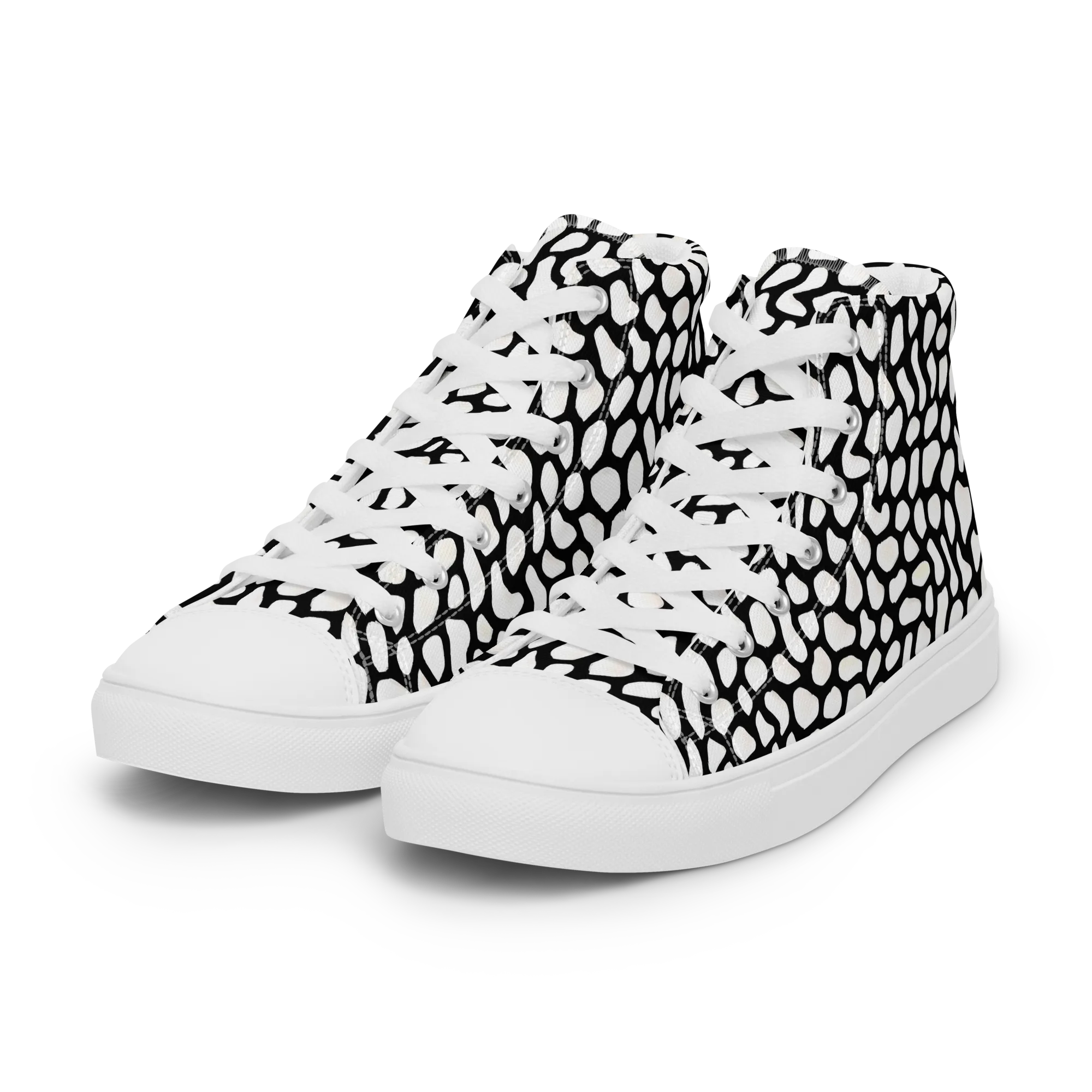 Inkblot Harmony on Women's High Top Canvas Shoes — Left Front