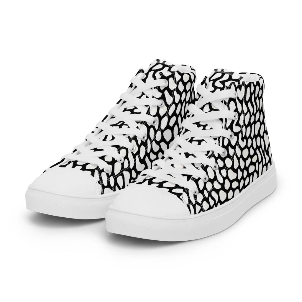 Inkblot Harmony on Women's High Top Canvas Shoes — Left Front