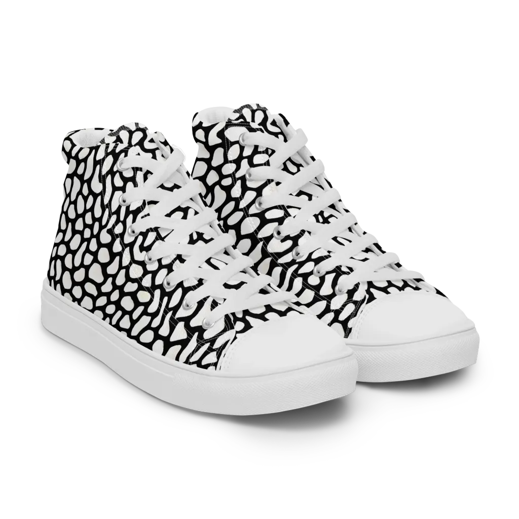 Inkblot Harmony on Women's High Top Canvas Shoes — Right Front