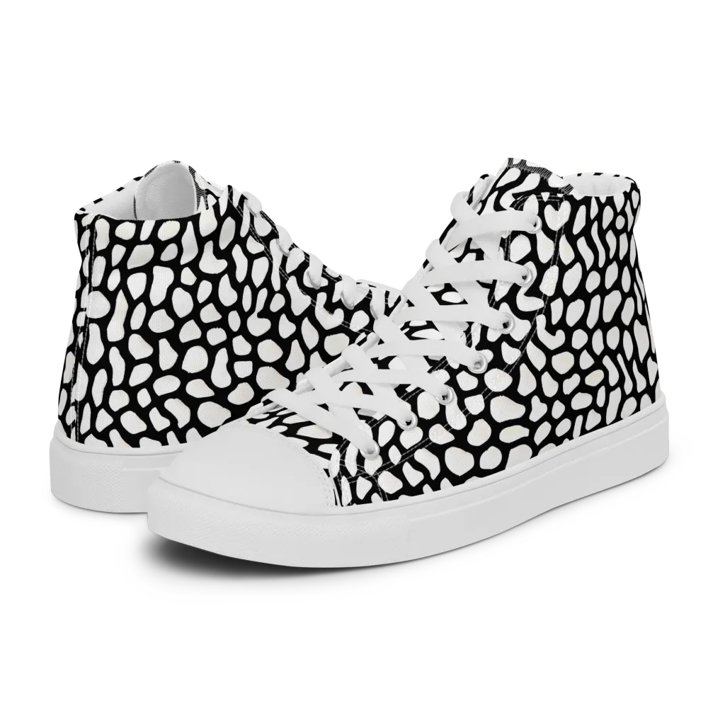 Inkblot Harmony on Women's High Top Canvas Shoes — Left